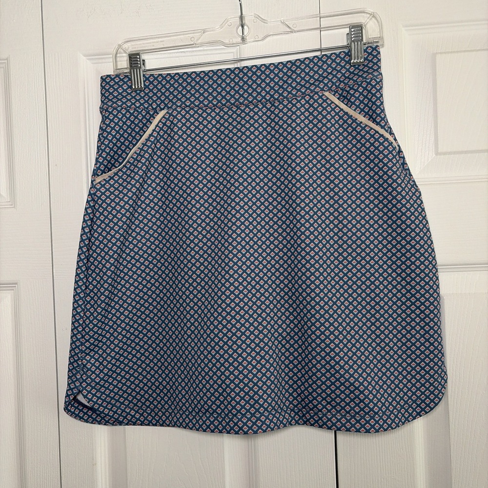 Peter Millar Crown Sport Skort Womens Size S Blue Geometric Golf Tennis Skirt